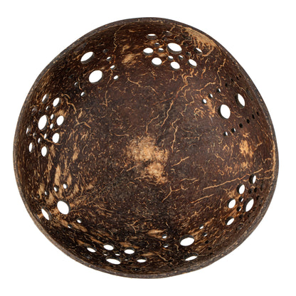 Coco Casa Brown Handmade Coconut Shell Candle Holder - Sun Pattern - 5" x 5" x 2" - 1 count box