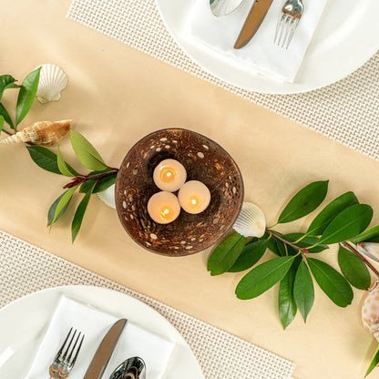 Coco Casa Brown Handmade Coconut Shell Candle Holder - Sun Pattern - 5" x 5" x 2" - 1 count box