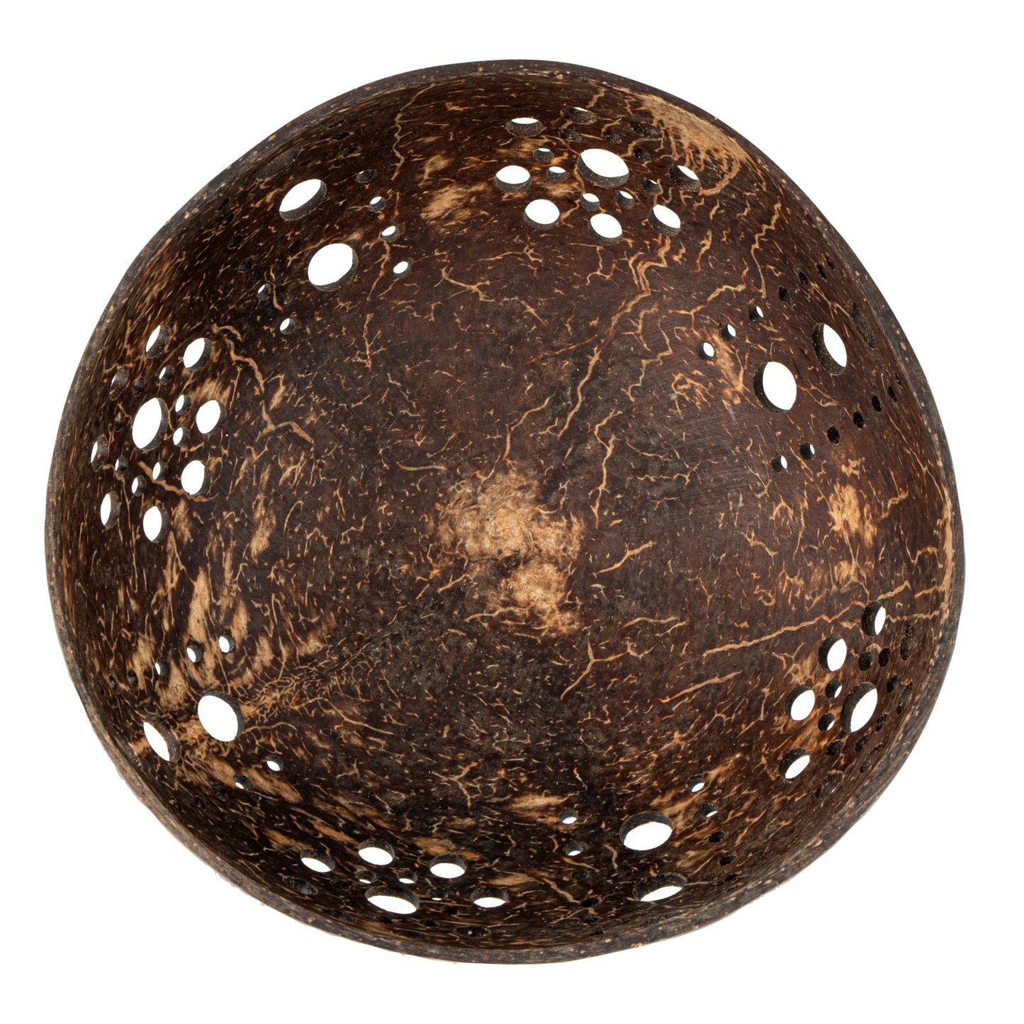 Coco Casa Brown Handmade Coconut Shell Candle Holder - Sun Pattern - 5" x 5" x 2" - 10 count box