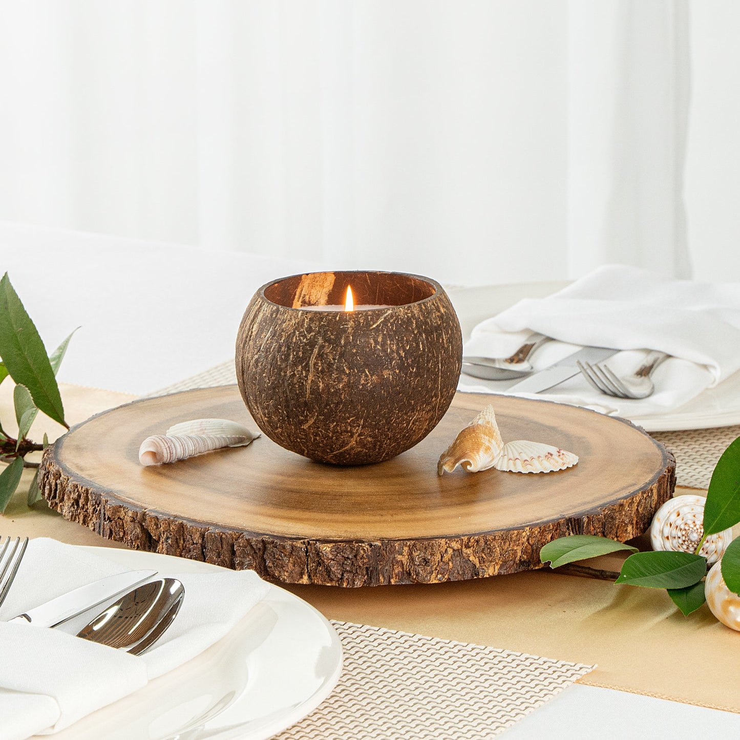Coco Casa Handmade Coconut Shell Candle - Spring Hydrangea - 4" x 4" x 2 3/4" - 10 count box