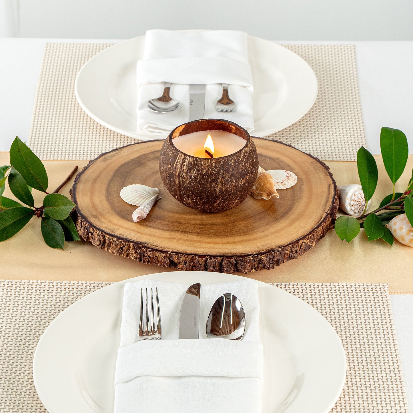 Coco Casa Handmade Coconut Shell Candle - Cinnamon - 4" x 4" x 2 3/4" - 10 count box