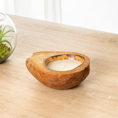Coco Casa Handmade Coconut Shell Husk Candle - Mint Leaf and Eucalyptus - 6 1/2" x 6 1/2" x 2 1/2" - 1 count box