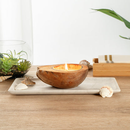 Coco Casa Handmade Coconut Shell Husk Candle - Mint Leaf and Eucalyptus - 6 1/2" x 6 1/2" x 2 1/2" - 1 count box