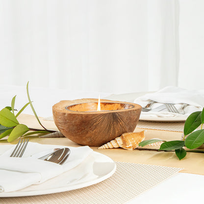 Coco Casa Handmade Coconut Shell Husk Candle - Cinnamon - 6 1/2" x 6 1/2" x 2 1/2" - 1 count box