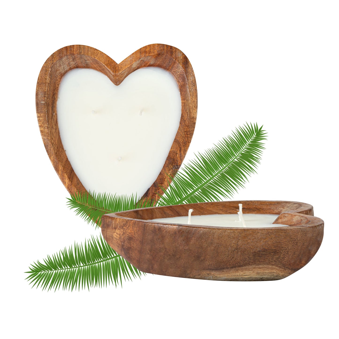 Coco Casa Handmade Wood Heart Bowl Candle - Jasmine - 7" x 5 1/2" x 2" - 1 count box