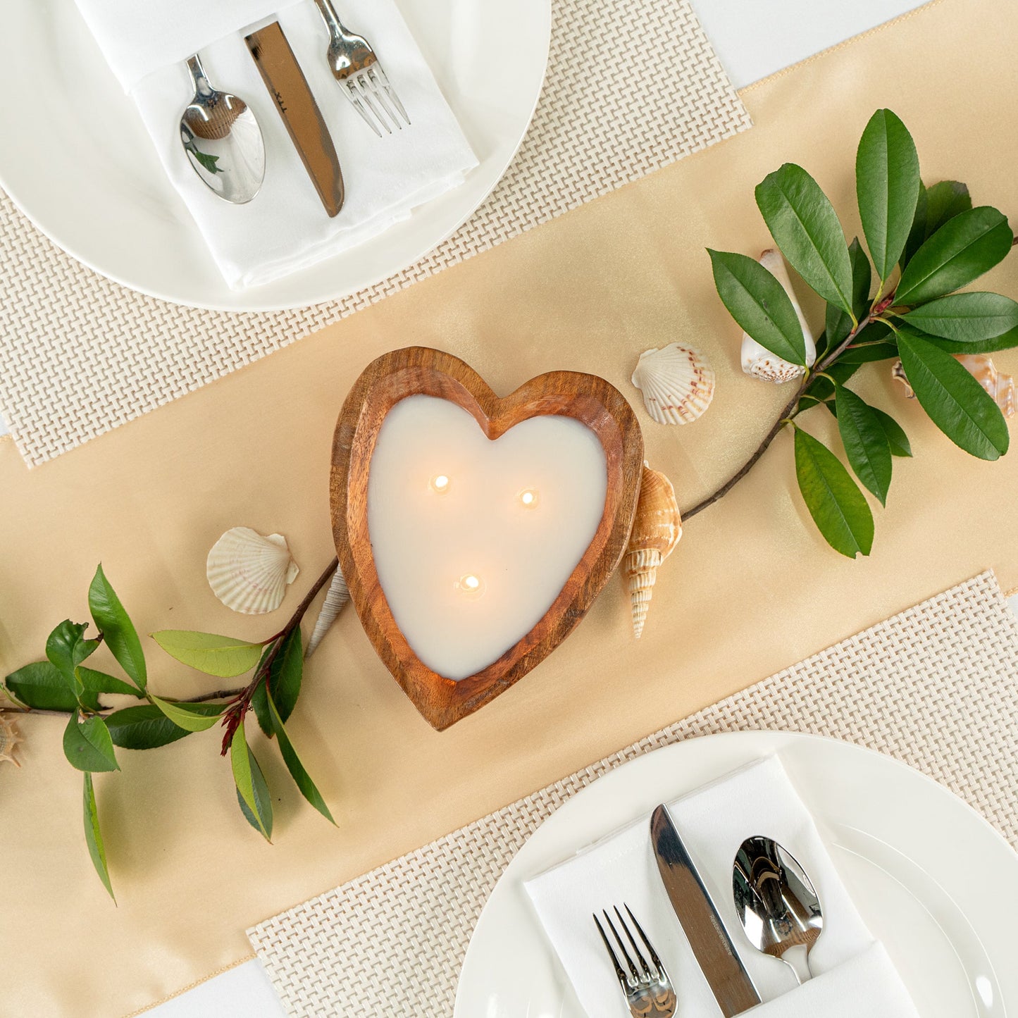 Coco Casa Handmade Wood Heart Bowl Candle - Vanilla - 7" x 5 1/2" x 2" - 1 count box