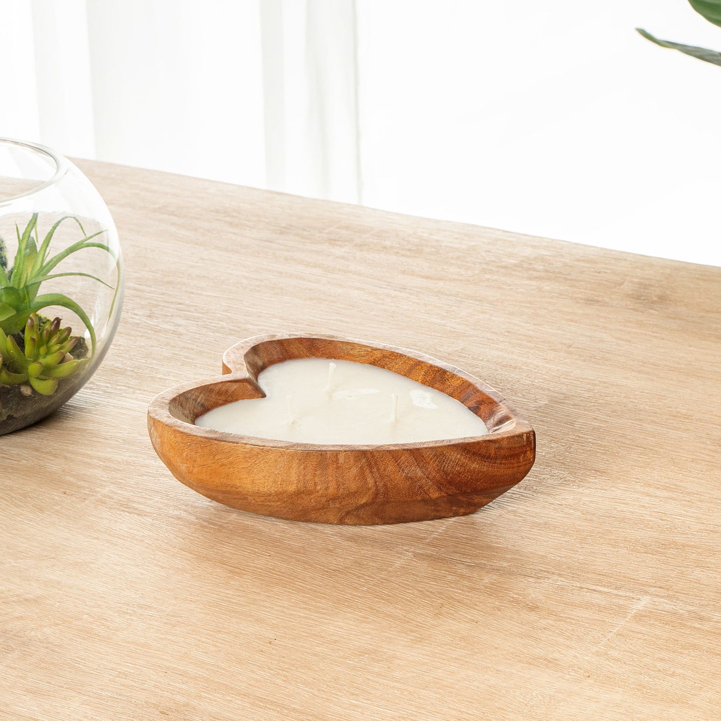 Coco Casa Handmade Wood Heart Bowl Candle - Vanilla - 7" x 5 1/2" x 2" - 10 count box