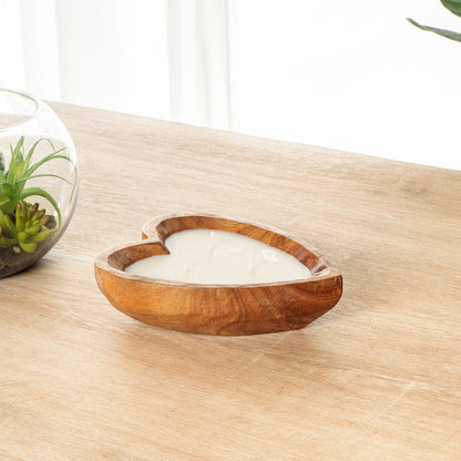Coco Casa Handmade Wood Heart Bowl Candle - Vanilla - 7" x 5 1/2" x 2" - 10 count box