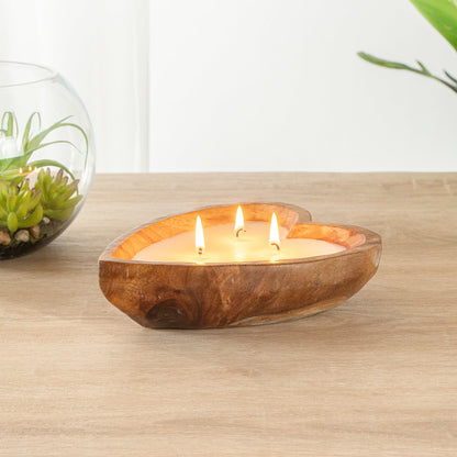 Coco Casa Handmade Wood Heart Bowl Candle - Mint Leaf and Eucalyptus - 7" x 5 1/2" x 2" - 10 count box