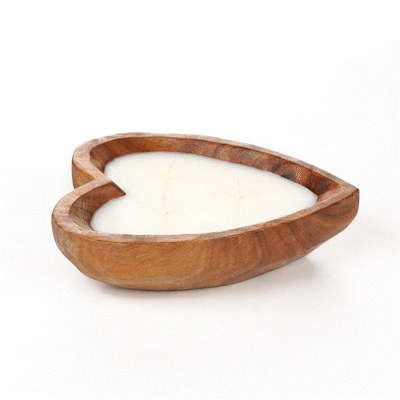Coco Casa Handmade Wood Heart Bowl Candle - Spring Hydrangea - 7" x 5 1/2" x 2" - 10 count box