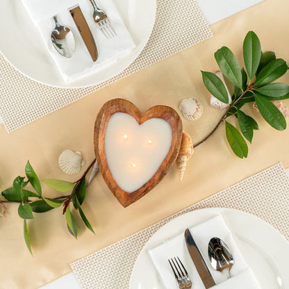 Coco Casa Handmade Wood Heart Bowl Candle - Spring Hydrangea - 7" x 5 1/2" x 2" - 10 count box