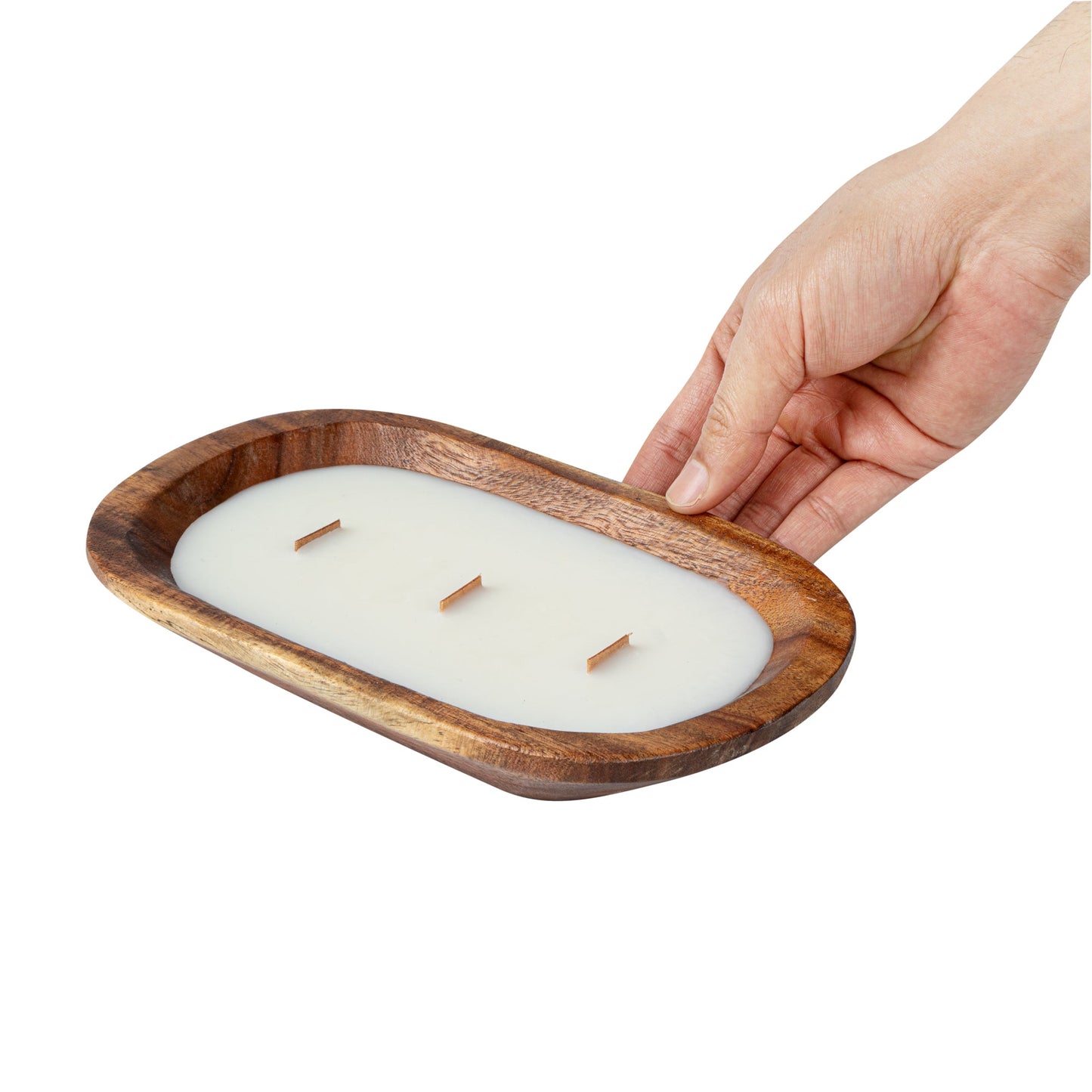 Coco Casa Handmade Wood Bowl Candle - Sandalwood and Shea - 9" x 5 1/2" x 2" - 10 count box