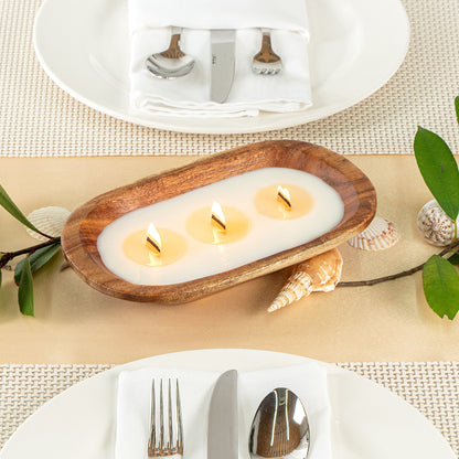 Coco Casa Handmade Wood Bowl Candle - Sandalwood and Shea - 9" x 5 1/2" x 2" - 10 count box