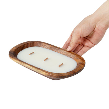 Coco Casa Handmade Wood Bowl Candle - Mint Leaf and Eucalyptus - 9" x 5 1/2" x 2" - 1 count box