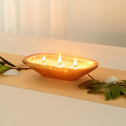 Coco Casa Handmade Wood Bowl Candle - Mint Leaf and Eucalyptus - 9" x 5 1/2" x 2" - 1 count box