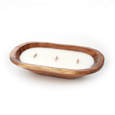 Coco Casa Handmade Wood Bowl Candle - Spring Hydrangea - 9" x 5 1/2" x 2" - 10 count box