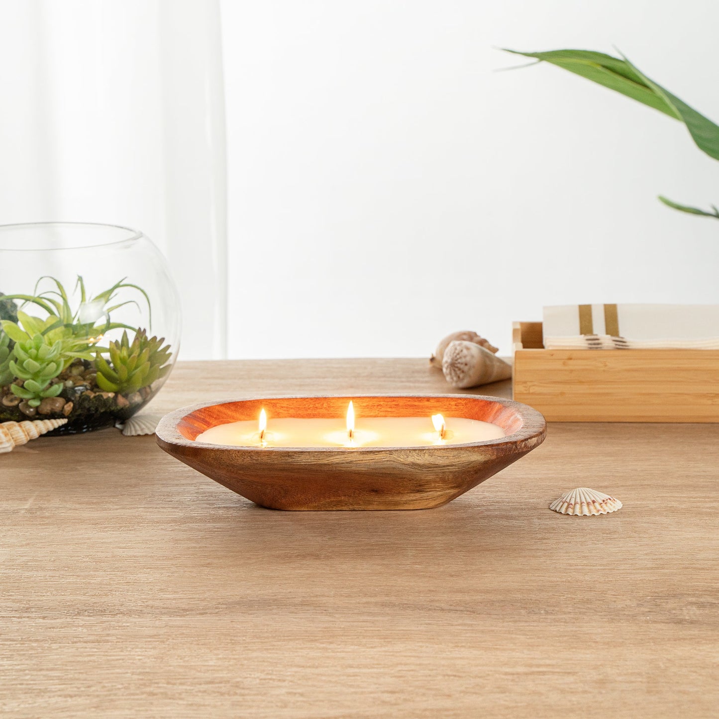 Coco Casa Handmade Wood Bowl Candle - Sandalwood - 9" x 5 1/2" x 2" - 1 count box