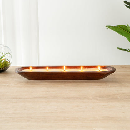 Coco Casa Handmade Wood Bowl Candle - Vanilla - 17 3/4" x 5 1/2" x 2" - 10 count box