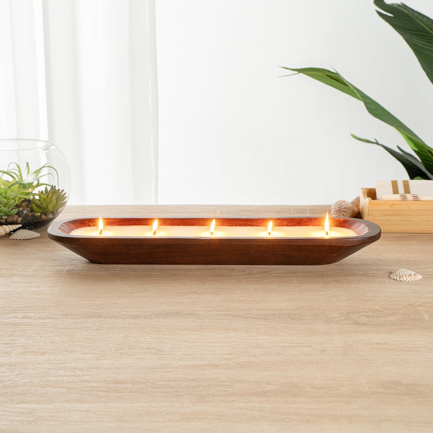 Coco Casa Handmade Wood Bowl Candle - Cinnamon - 17 3/4" x 5 1/2" x 2" - 1 count box