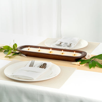 Coco Casa Handmade Wood Bowl Candle - Mint Leaf and Eucalyptus - 17 3/4" x 5 1/2" x 2" - 10 count box
