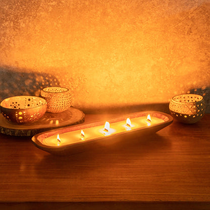 Coco Casa Handmade Wood Bowl Candle - Mint Leaf and Eucalyptus - 17 3/4" x 5 1/2" x 2" - 10 count box