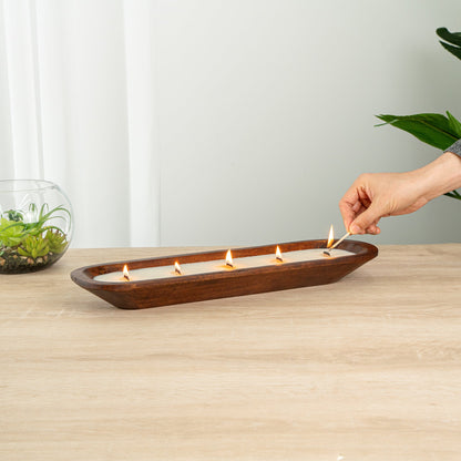 Coco Casa Handmade Wood Bowl Candle - Sandalwood - 17 3/4" x 5 1/2" x 2" - 10 count box