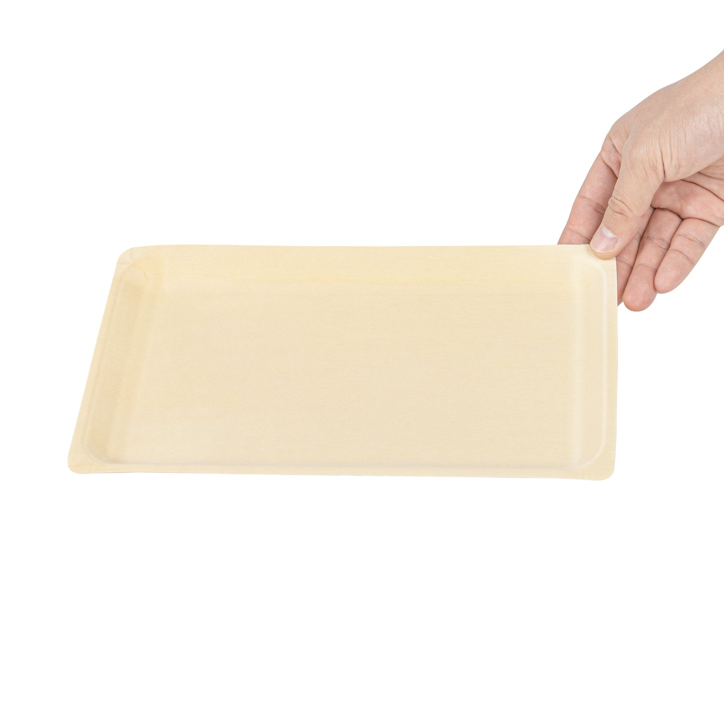 Taipei Rectangle Natural Poplar Plate - 10 3/4'' x 6 1/4'' x 1/2'' - 50 count box