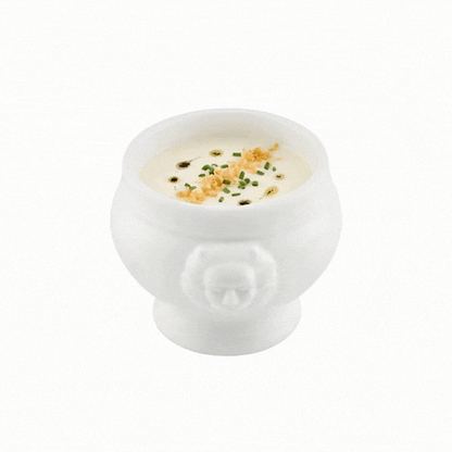 Chef 101 6 oz Round White Porcelain Lion Head Soup Bowl - 4" x 3 1/4" x 2 1/2" - 10 count box