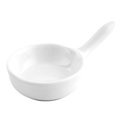 Chef 101 2 oz Round White Porcelain Mini Sauce Pan - 2 1/4" x 2 1/4" x 3/4" - 10 count box