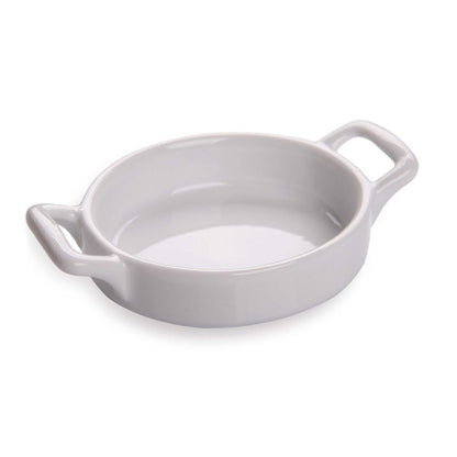 Chef 101 Round White Porcelain Mini Handled Plate - 4" x 2 3/4" x 1" - 10 count box