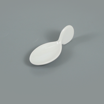 Chef 101 Fish White Porcelain Spoon - 4" x 1 1/2" x 1 1/4" - 10 count box