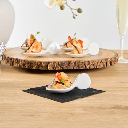 Chef 101 Fish White Porcelain Spoon - 4" x 1 1/2" x 1 1/4" - 10 count box