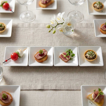 Chef 101 Square White Porcelain Mini Modern Plate - 3" x 3" x 1" - 10 count box