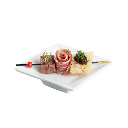 Chef 101 Square White Porcelain Mini Modern Plate - 3" x 3" x 1" - 10 count box