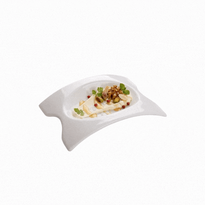 Chef 101 Rectangle White Porcelain Mini Concavo Dish - 4" x 3" x 3/4" - 10 count box