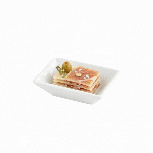 Chef 101 Rectangle White Porcelain Mini Modern Plate - 4" x 2 3/4" x 1" - 10 count box