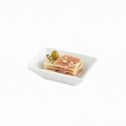 Chef 101 Rectangle White Porcelain Mini Modern Plate - 4" x 2 3/4" x 1" - 10 count box