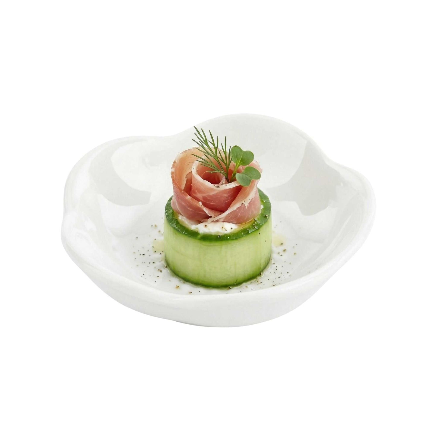 Chef 101 Round White Porcelain Mini Le Fleur Dish - 3" x 3" x 1" - 10 count box
