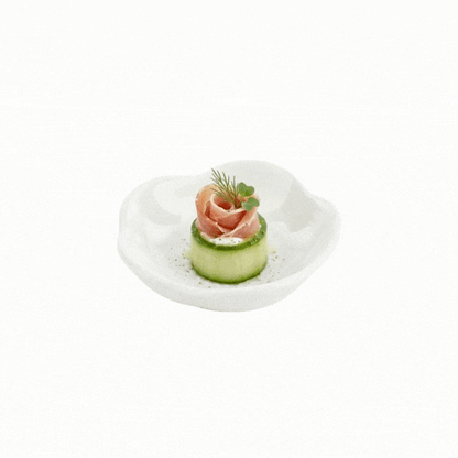Chef 101 Round White Porcelain Mini Le Fleur Dish - 3" x 3" x 1" - 10 count box