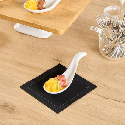 Chef 101 White Porcelain Wave Spoon - 5" x 1 3/4" x 1" - 10 count box