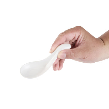 Chef 101 White Porcelain Wave Spoon - 5" x 1 3/4" x 1" - 10 count box