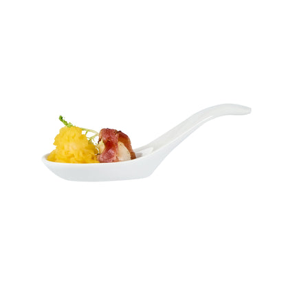 Chef 101 White Porcelain Wave Spoon - 5" x 1 3/4" x 1" - 10 count box