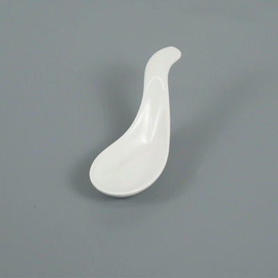 Chef 101 White Porcelain Wave Spoon - 5" x 1 3/4" x 1" - 10 count box