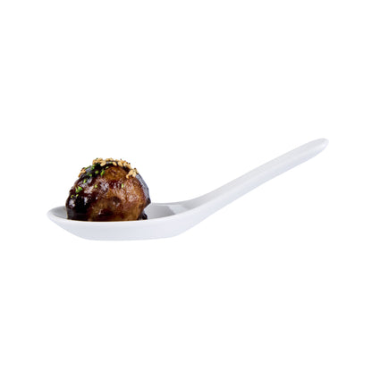 Chef 101 White Porcelain Asian Spoon - 5" x 1 3/4" x 2" - 10 count box