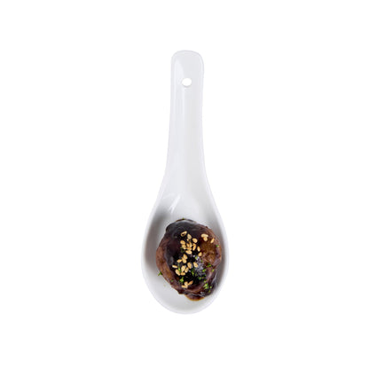 Chef 101 White Porcelain Asian Spoon - 5" x 1 3/4" x 2" - 10 count box