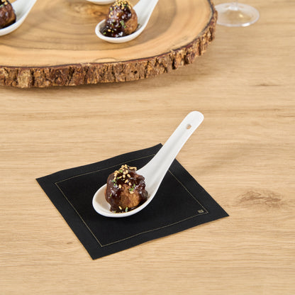 Chef 101 White Porcelain Asian Spoon - 5" x 1 3/4" x 2" - 10 count box
