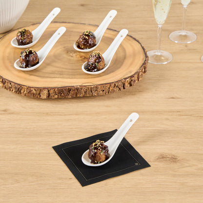 Chef 101 White Porcelain Asian Spoon - 5" x 1 3/4" x 2" - 10 count box