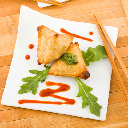 Chef 101 Square White Porcelain Modern Flare Plate - 6" x 6" x 1 1/4" - 10 count box