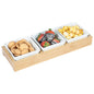 Chef 101 6 oz Rectangle White Porcelain Modern Bowl Set - 3 Bowls, Bamboo Tray - 11 3/4" x 4 1/4" x 2" - 1 count box