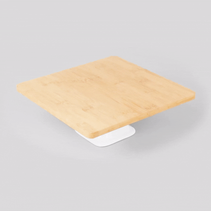 Chef 101 Hamptons Square Bamboo Serving Stand - with Porcelain Base - 9 3/4" x 9 3/4" x 4" - 1 count box